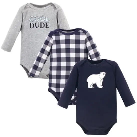 Hudson Baby Infant Boy Cotton Long-Sleeve Bodysuits, Polar Bear image {5}