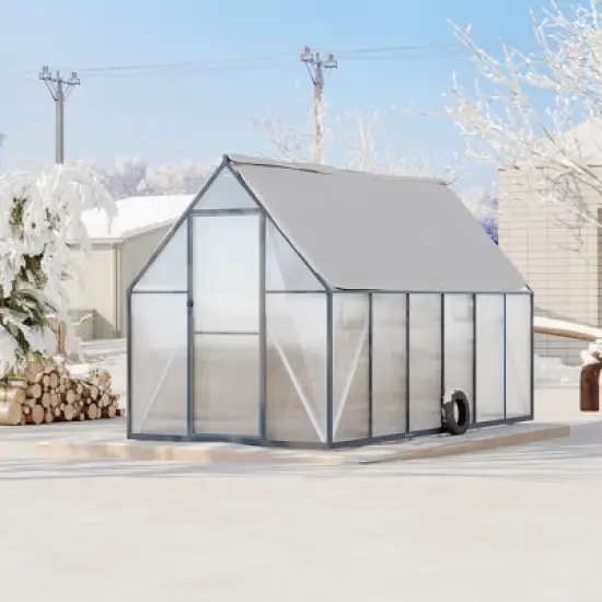 Aluminum-Framed Polycarbonate Greenhouse, Heavy Duty Polycarbonate Greenhouse with Roof Vent, Large Enhanced Aluminum Greenhouse Kit image {7}