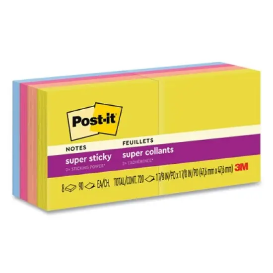 Post-it Notes Super Sticky Pads in Summer Joy Collection Colors, 1.88" x 1.88", 90 Sheets/Pad, 8 Pads/Pack image {4}