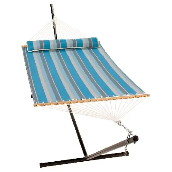 Algoma 13' Quick Dry Hammock with Pillow - Ocean Stripe image {1}