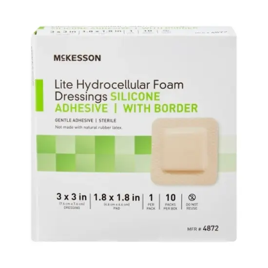 McKesson Lite Adhesive Silicone Foam Dressing With Border Sterile image {1}
