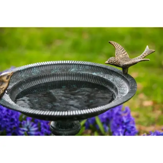 Evergreen Hummingbird Bird Baths for Outdoors Heavy Duty | Metal Bird Bath Bowl with Stand | Ground Standing Bird Bath and Feeder for Garden Yard Deck image {8}