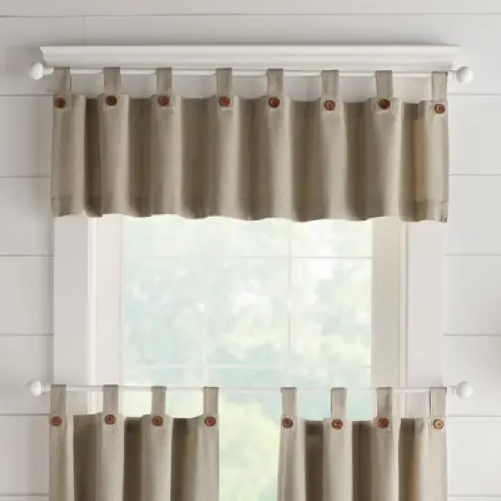Tucker Solid Button Tab Top Window Kitchen Valance - Elrene Home Fashions image {5}