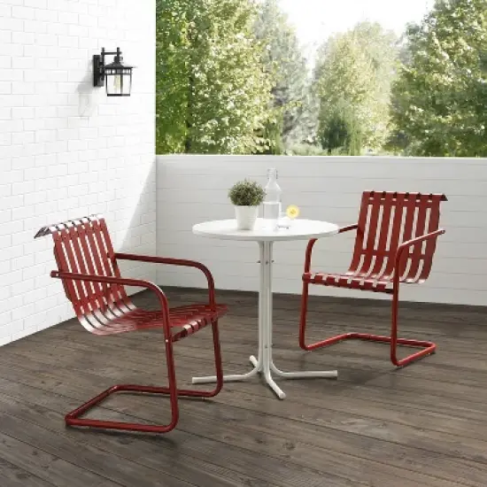 Gracie 3pc Outdoor Metal Bistro Set with Table & 2 Armchairs - Crosley image {1}