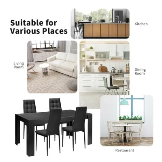 Costway 9pcs Dining Set Wood Table and 8 Fabric Chairs Home Kitchen Modern image {4}
