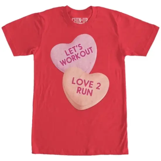 Women's CHIN UP Valentine Heart Candy Workout Boyfriend Tee image {3}