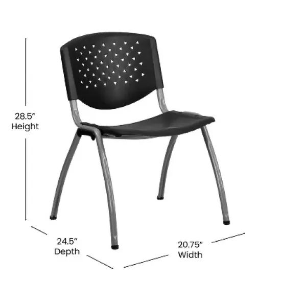 Flash Furniture HERCULES Series 880 lb. Capacity Plastic Stack Chair with Powder Coated Frame image {3}
