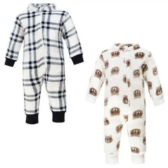 Hudson Baby Infant Boy Plush Jumpsuits, Brown Bear image {7}