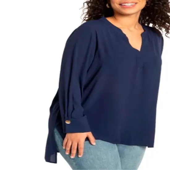 ELOQUII Women&rsquo;s Plus Size Mandarin Collar Tunic image {3}