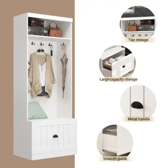 FUFU&GAGA White Entryway Hall Trees Storage Closet Clothing Organizer image {3}