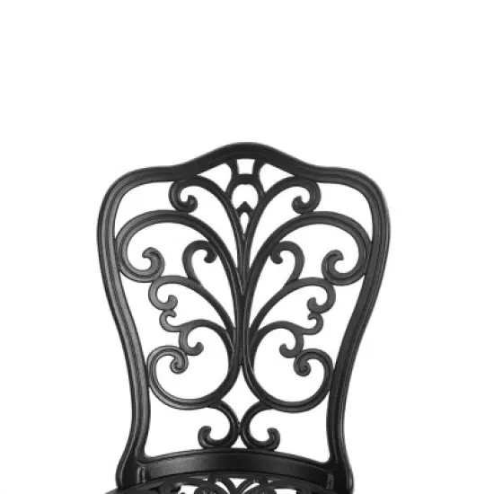 3-Piece Vintage Carved Patio Seating Set,Aluminium Patio Accent Chair Set Of 2,Round Table,Armless Chair With Petal-shaped Back-Maison Boucle image {5}