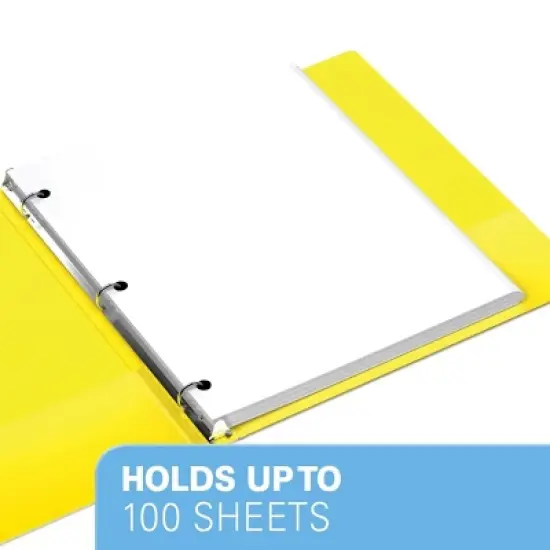 Davis Group 6pk 5/8" Premium Economy Round Ring Binders Yellow: .5 Inch, Polypropylene, 100 Sheet Capacity, 2 Pockets image {4}