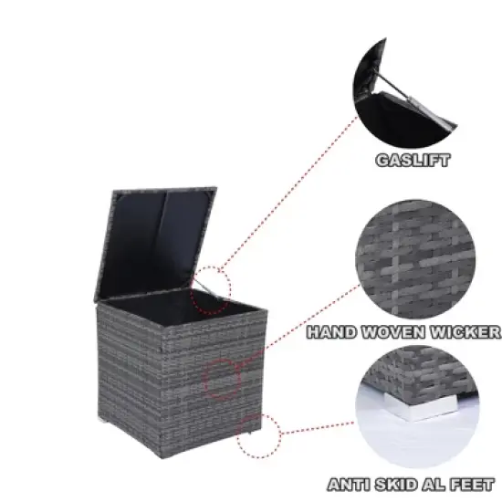 Whisen 8-Piece Wicker Rattan Patio Sectional Set with Storage Box, Cushion Box & Clear Glass Top image {3}