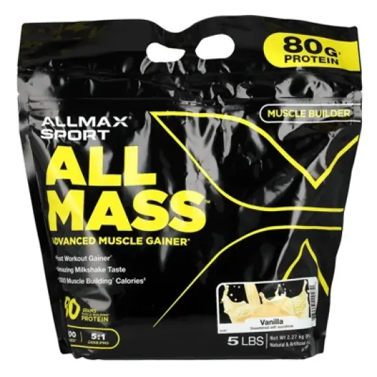 ALLMAX Sport, ALLMASS&reg;, Advanced Muscle Gainer, Vanilla, 5 lbs (2.27 kg) image {4}