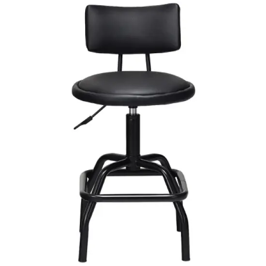Costway Adjustable Swivel Bar Stool PU Leather Steel Frame Chair W/Backrest&Footrest Low Back image {8}