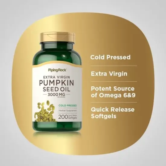 Piping Rock Pumpkin Seed Oil 3000mg | 200 Softgels image {3}