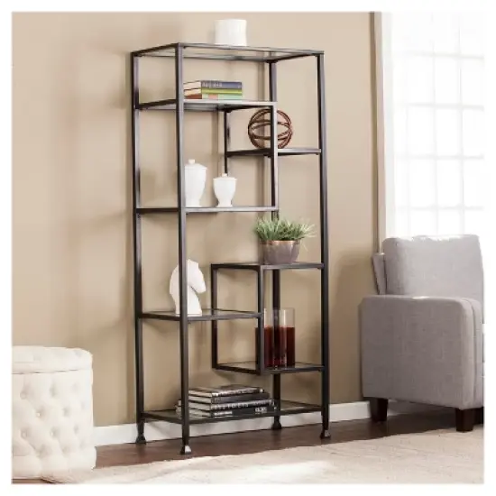 68" Jamel Bookcase Matte Black - Aiden Lane image {4}