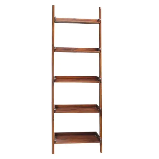 75.5" 5 Tier Solid Wood Leaning Bookshelf - International Concepts image {7}