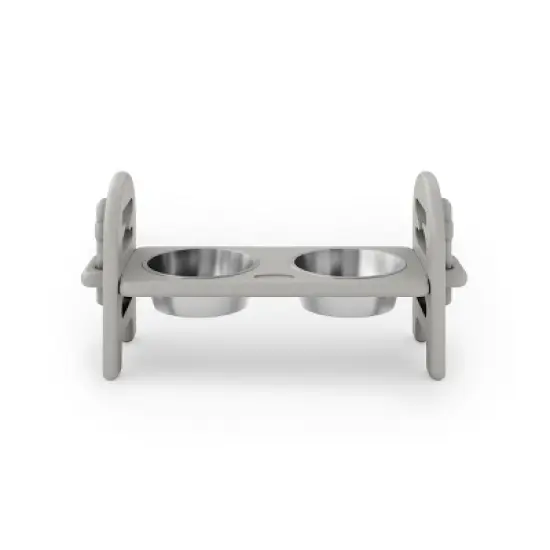 INFURNIC Pet Bowl Adjustable Travel Ready Recycled Durable Poly Lumber Easy to Pack Modern Design, Grey, 19"*7"*9.5" image {2}