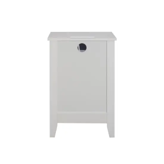Angel Sar White Night Stand with Charging Station, Modern Nightstand with 3 Drawers image {5}