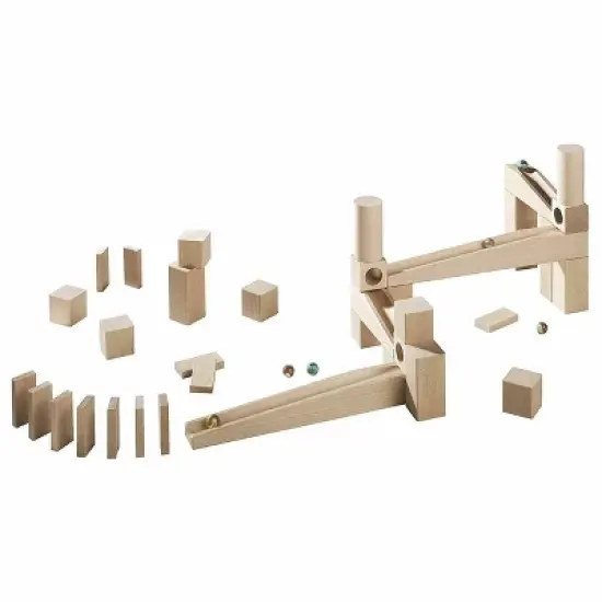 HABA Ball Track Starter Set - 44 Piece Wooden Marble Run image {3}