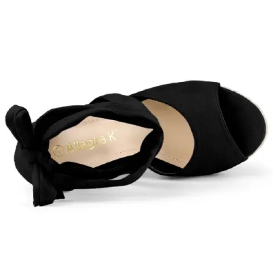 Allegra K Women's Lace Up Espadrilles Wedges Sandals image {4}