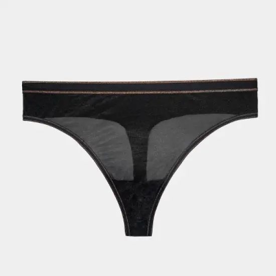 Curvy Couture Womens Size Shimmer High Cut Thong Panty image {4}