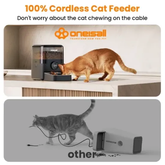 Oneisall PF06 WiFi Dog and Cat Feeder - 3L, 100-Day Battery, App Control for Large Kibble image {2}