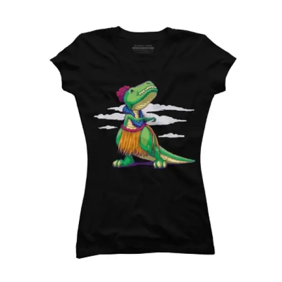 Junior's Design By Humans Hula Rex By paxdomino T-Shirt image {3}