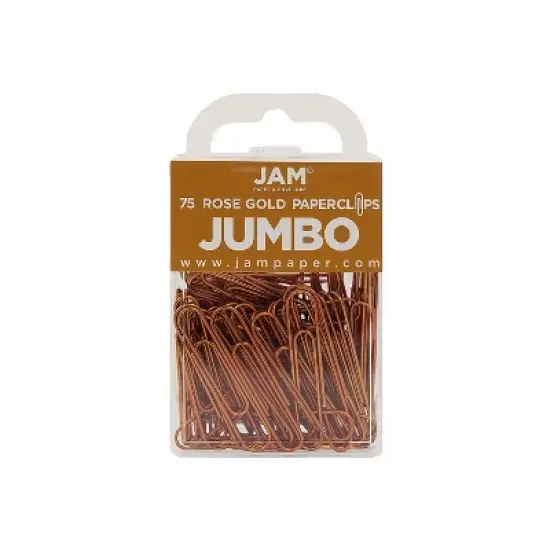 JAM Paper Colored Jumbo Paper Clips Large 2 Inch Rose Gold Paperclips 21832059A image {1}