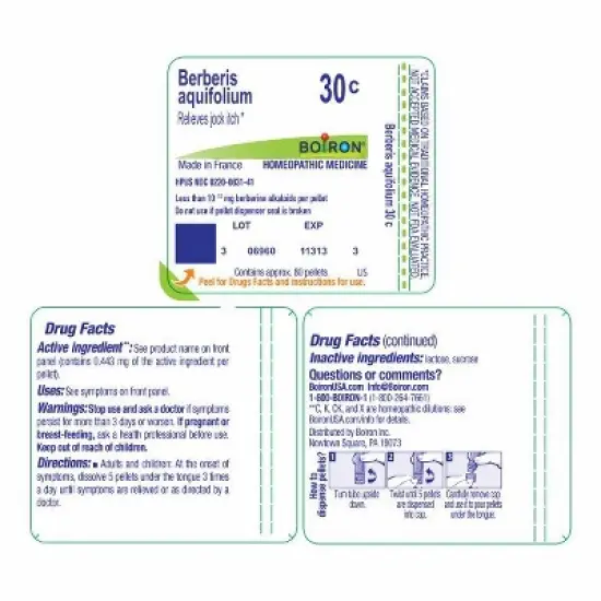 Berberis Aquifolium 30C by Boiron Homeopathic Single Medicine For First Aid  -  80 Pellet image {1}