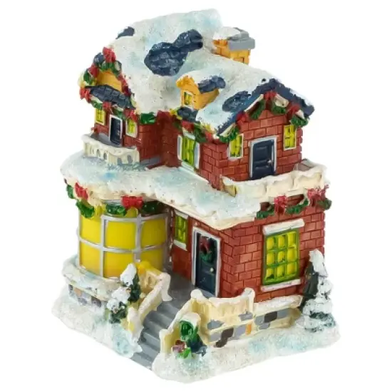 Northlight Two Story Snowy House with Garland and Wreaths Christmas Village Decoration - 4" image {2}