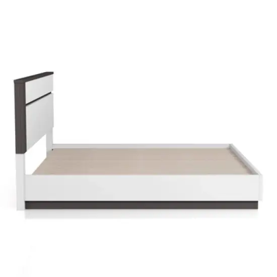 3pc Queen Pape Modern Bed with 2 Nightstands White/Metallic Gray - miBasics: Contemporary Furniture Set image {20}