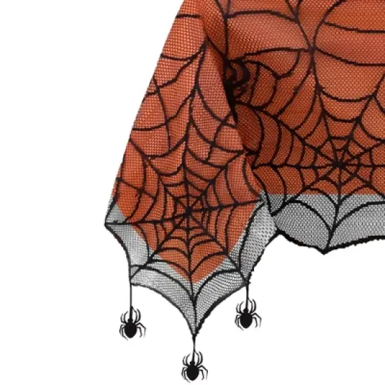 Elrene Crawling Halloween Spider Lace Lined Tablecloth - Black/Orange - Elrene Home Fashions image {2}