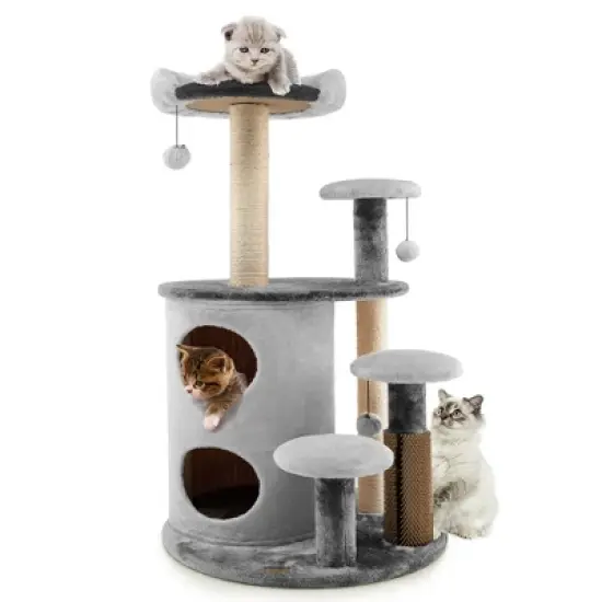 Costway 40'' Cat Tree Tower Multi-Level Activity Tree with 2-Tier Cat-Hole Condo image {11}