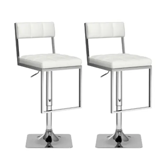 Set of 2 Adjustable Square Tufted Leatherette Barstool - Corliving image {7}