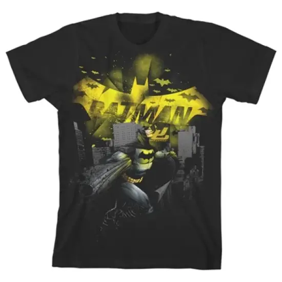 Justice League Batman in Gotham City Black T-shirt Toddler Boy to Youth Boy image {5}