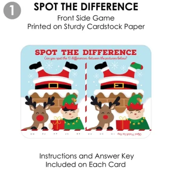 Big Dot of Happiness Jolly Santa Claus - 2-in-1 Christmas Party Cards - Activity Duo Games - Set of 20 image {5}