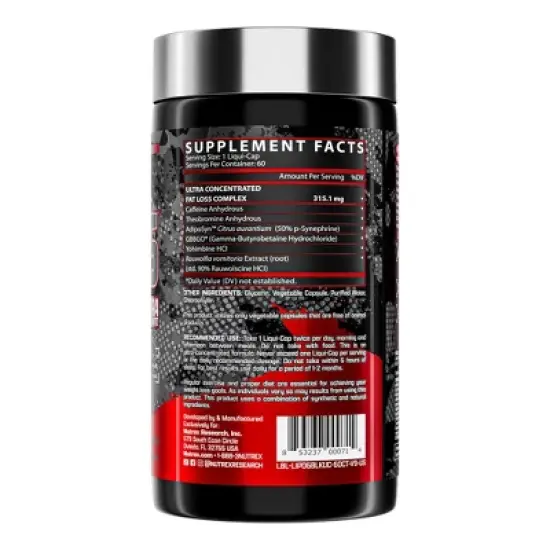 Nutrex Research Lipo 6 Black UC| Thermogenic Energizing Fat Burner Supplement, Increase Weight Loss, Energy & Intense Focus |Capsule, 60Count image {1}