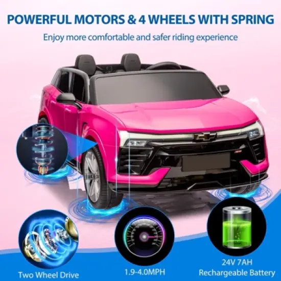 24V Kids Ride On Car, 2-Seater SUV Licensed Chevrolet Blazer Electric Car w/Parent Remote Control, 3 Speeds image {3}