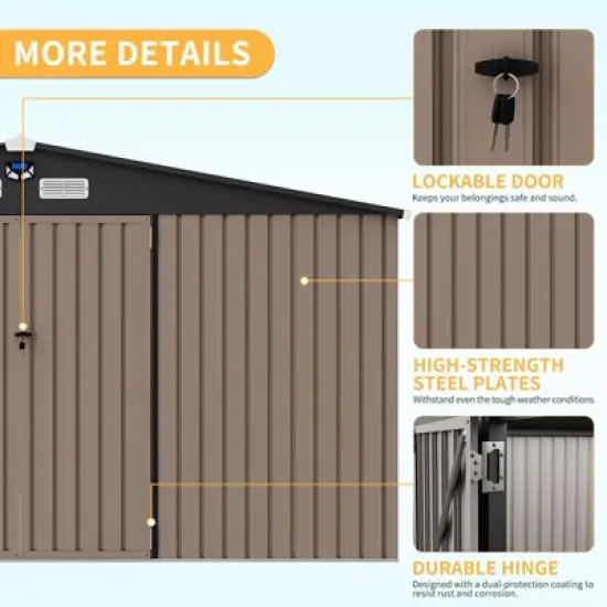 10x12FT Metal Outdoor Storage Shed with Window, Lockable Tool Storage Sheds, Oversized Steel Garden Sheds with Sloped Roof for Backyard, Patio, image {7}
