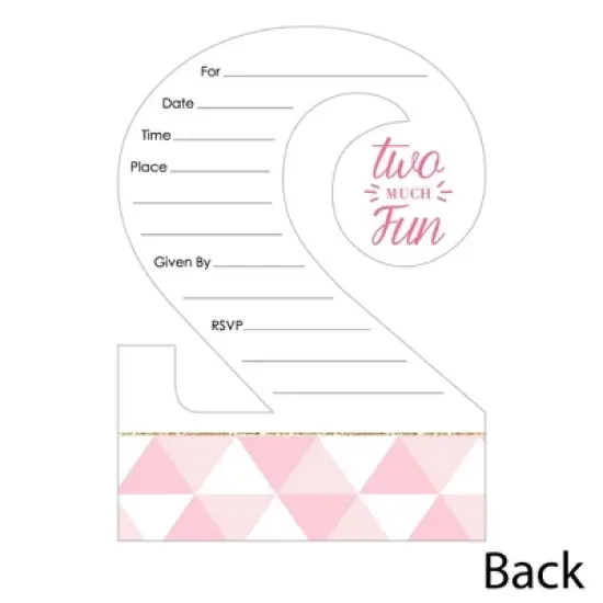 Big Dot of Happiness 2nd Birthday Girl - Too Much Fun - Shaped Fill-in Invitations - Second Birthday Party Invitation Cards with Envelopes - Set of 12 image {2}