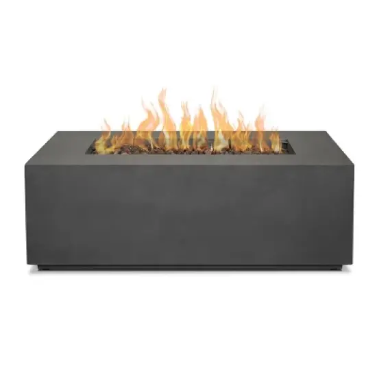 Aegean Small Rectangle Fire Table with NG Conversion Weather Slate - Real Flame image {1}