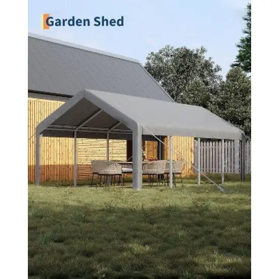 13x25 FT Heavy Duty Carport Garage, Portable Shelter with Removable Sidewalls & Doors, Roll-Up Windows, All-Season Tarp Canopy for Cars, Trucks image {1}