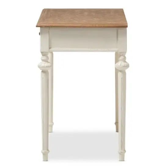 Marquetterie French Provincial Weathered Oak Wash Writing Desk White - Baxton Studio image {2}