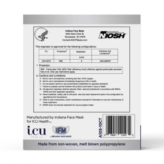 ICU Health N95 Respirator Mask - White - 10ct image {3}