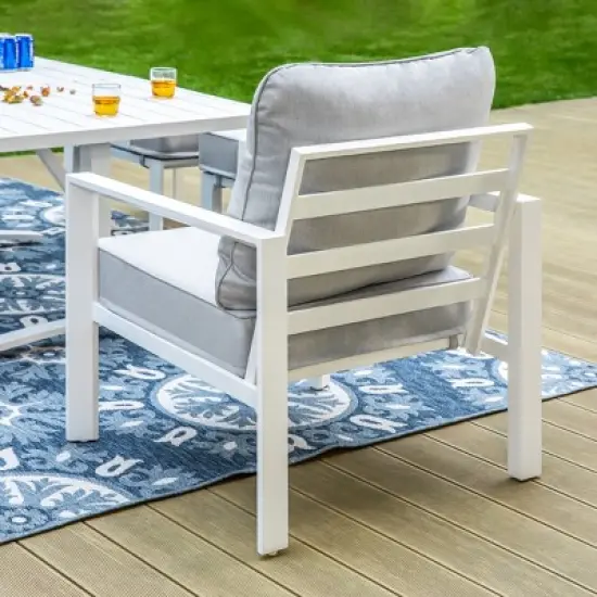 Captiva Designs 5pc Modern Aluminum Outdoor Patio Conversation Set with Ottomans image {2}