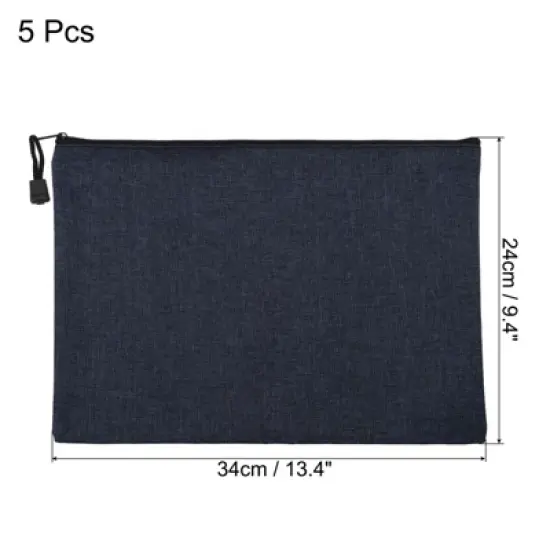 Unique Bargains Canvas Zipper Blank DIY Home Office Travel File Bags 5 Pcs image {1}