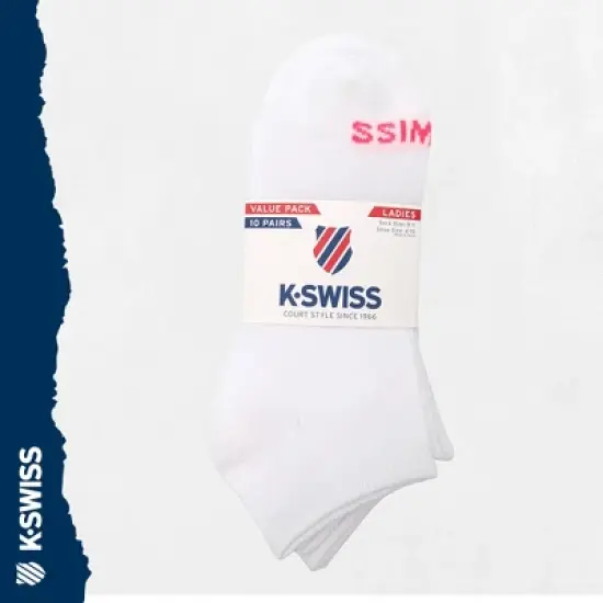 K-Swiss K-Swiss Ladies Ankle Low Cut Sports Running Cushioned Athletic Socks 10-20 Pack, Grey/Black/White, Size: 9-11 image {2}