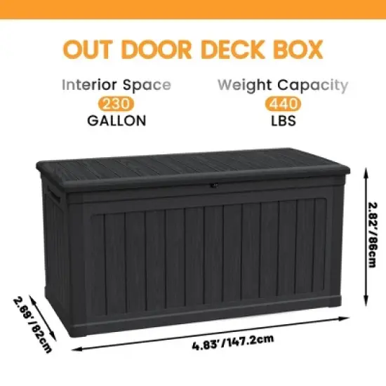Whisen Outdoor Lockable Deck Storage Box with Double-Wall Construction - Black image {7}